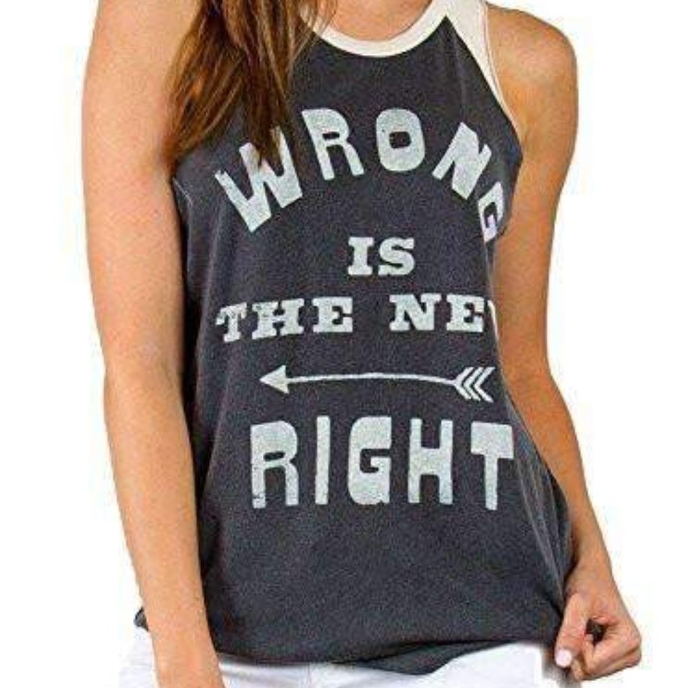 Junk Food Wrong Is The New Right Raglan Tank Top